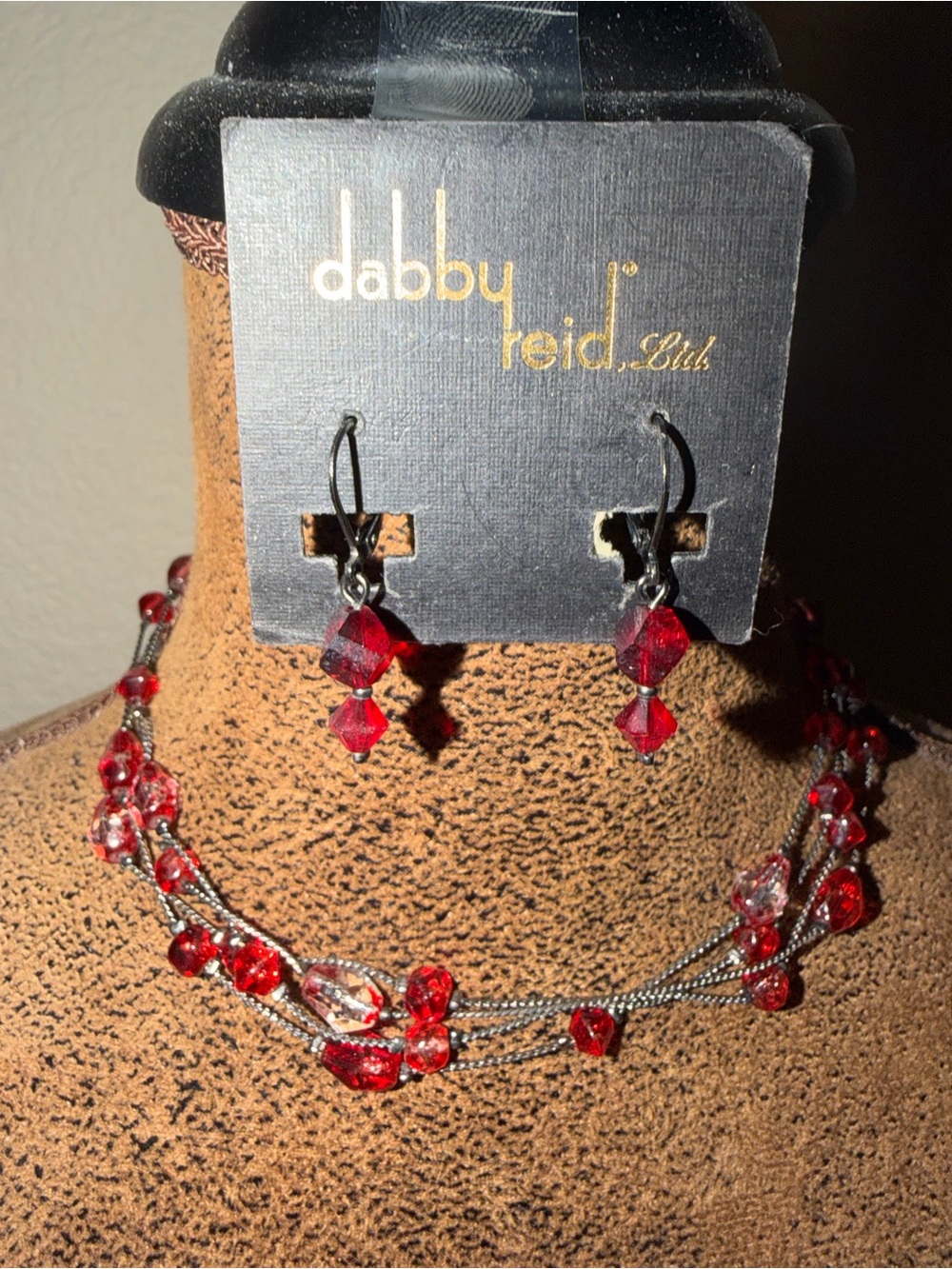Dabby Reid Red Crystal Drop Earrings